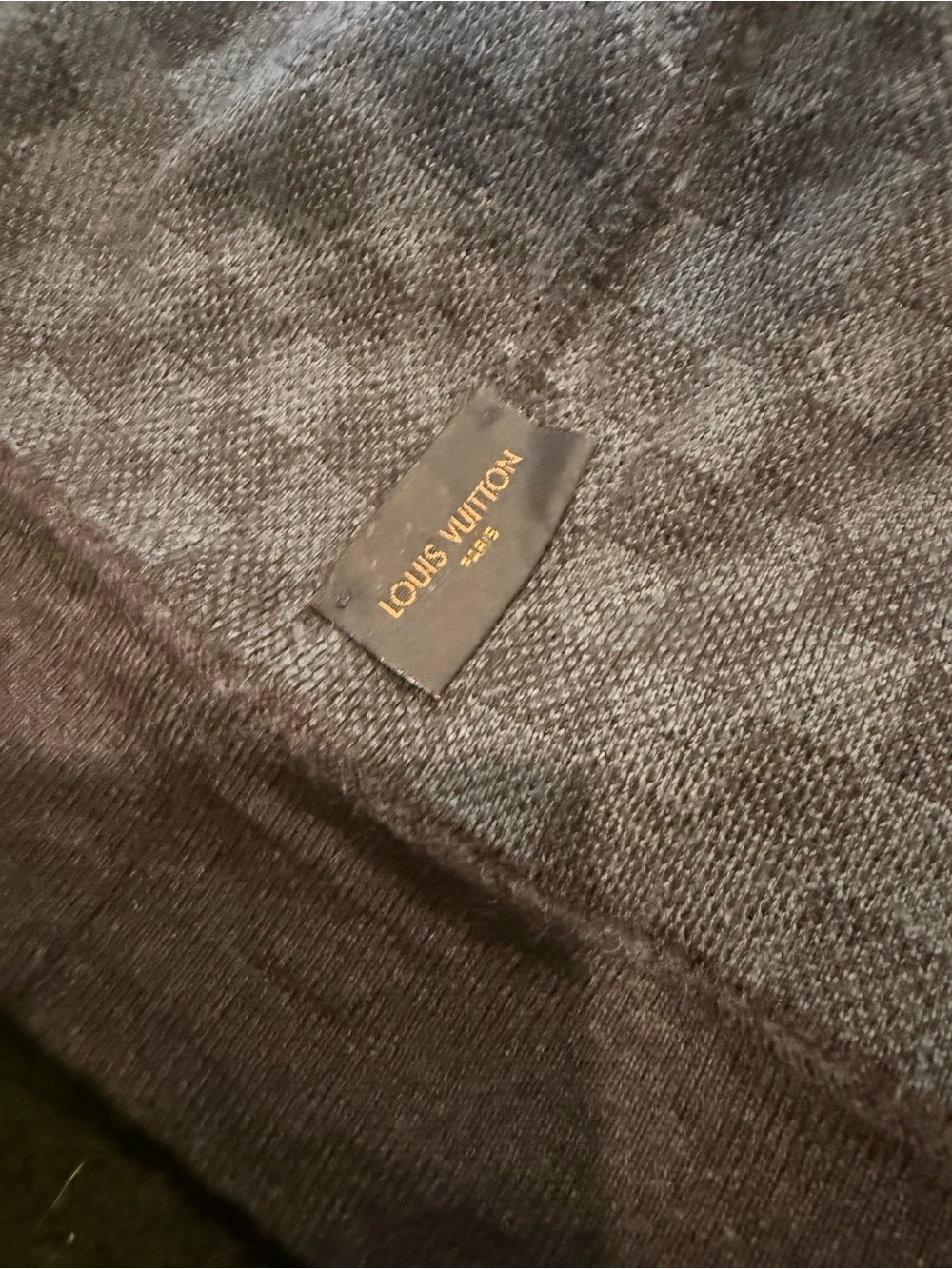 Louis Vuitton Blue Gray Check Knit Beanie - Picture 5 of 5